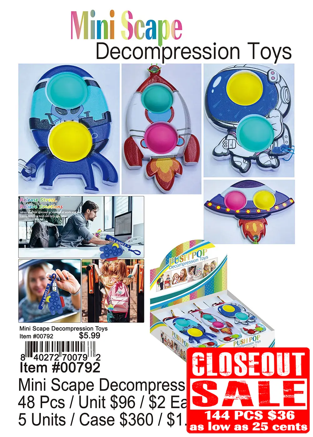 Mini Scape Decompression Toys - Closeout 144 Pcs.